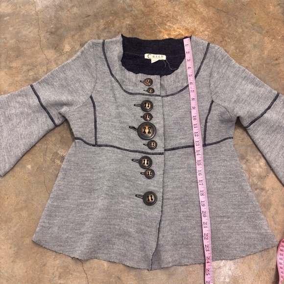 Casch by Gro Abrahamsson 100% Boiled Wool Bell Sleeve Cardigan Jacket EU 40 US M - Picture 5 of 7